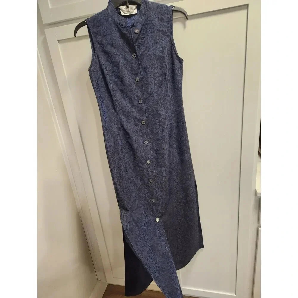 Stunning MaxMara Vintage Floral Button Up Sleeveless Midi Shirt Dress Sz 2